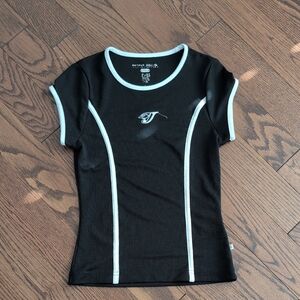 Black and White Women's Jersey Top